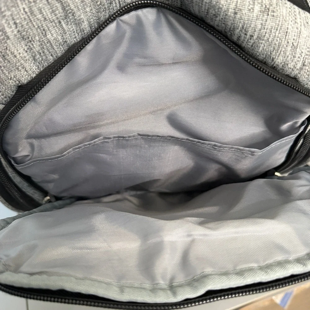 Eddie Bauer Rainier Back Pack Diaper Bag in gray and black.